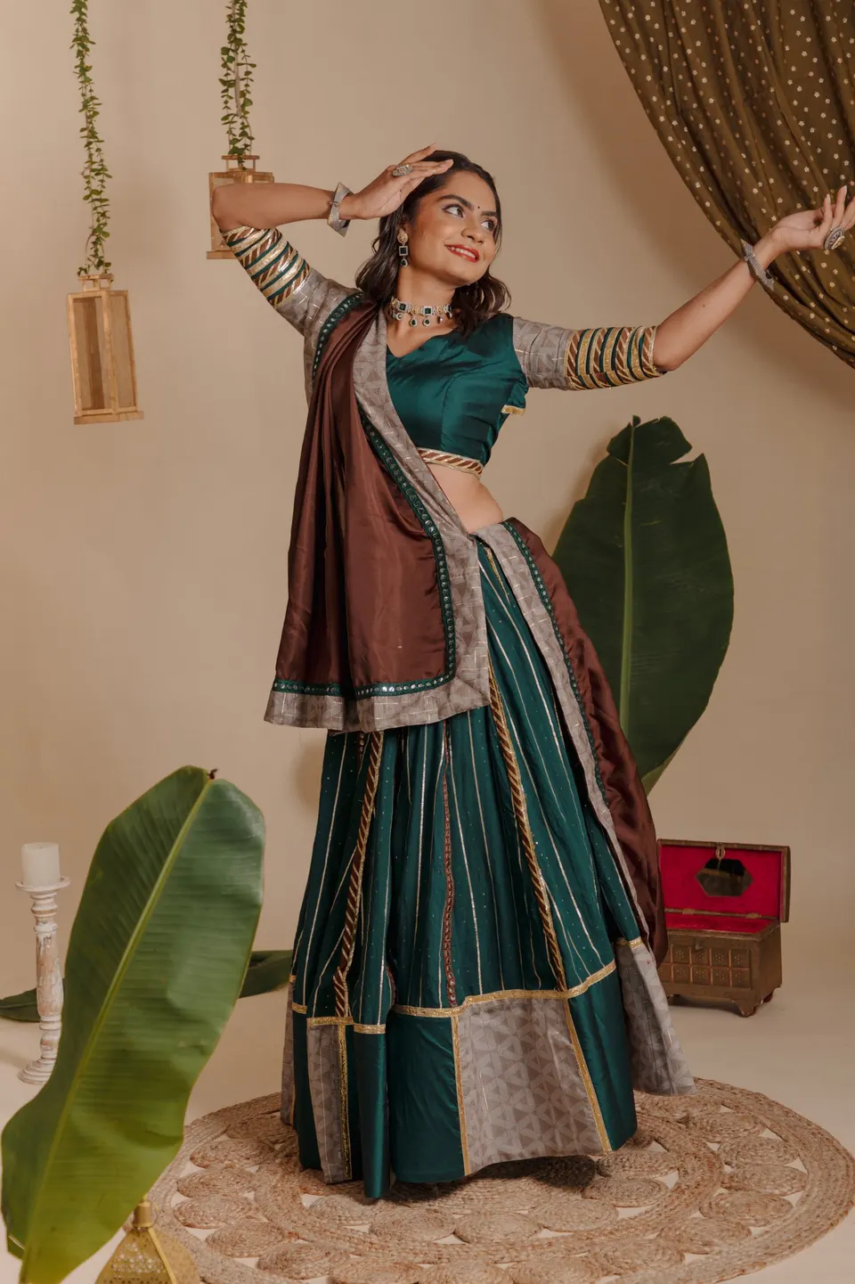 Panna Jhalak — Gota Patti garba wear in Premium silk, hand-embroidered by Nirali Amin, Vadodara